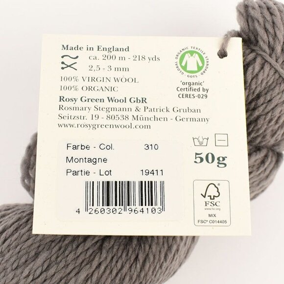 Rosy Green Wool Merino d'Arles Yarn Organic Virgin Wool Made In England Montagne - Picture 3 of 3